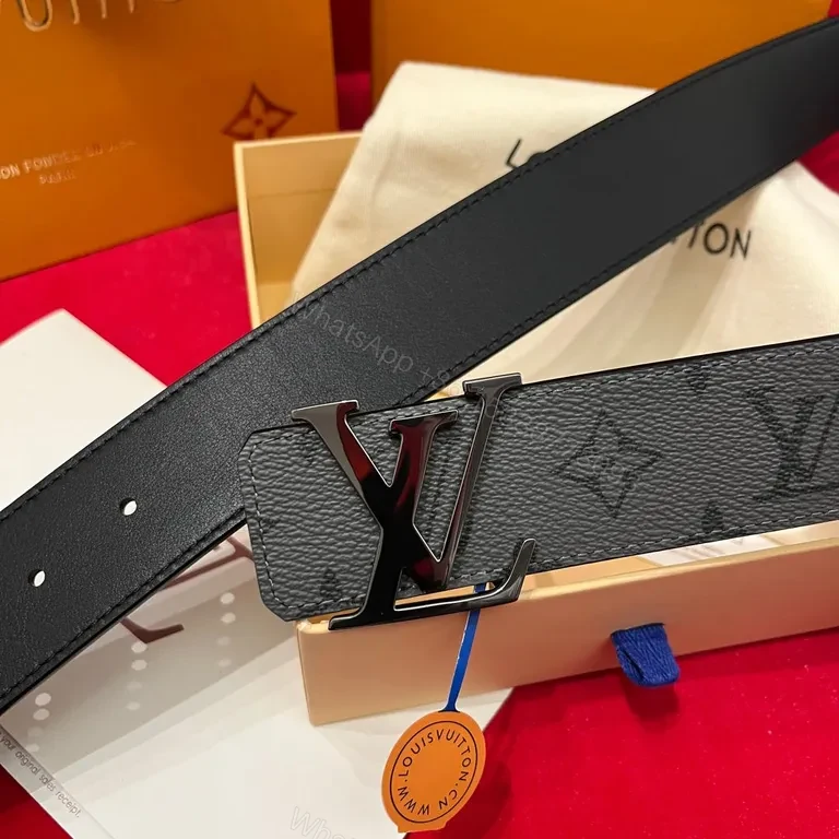 View 9 of Bold Monogram LV Belt: Luxe Gold Buckle, Structured Style