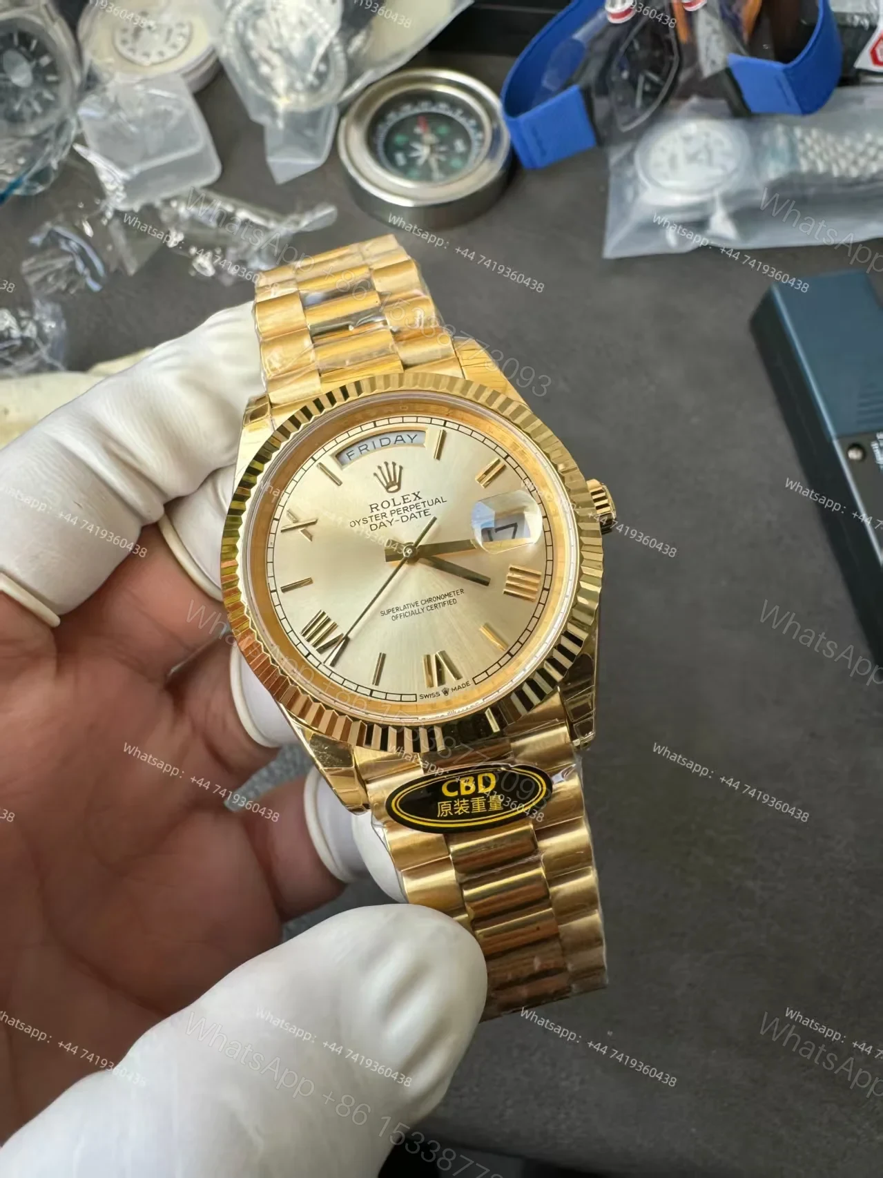 View 16 of Rolex Day-Date M228238-0006 1:1 Replica Gold Roman Dial 40MM 3255 Movement Presidential Bracelet Super Clone Watch