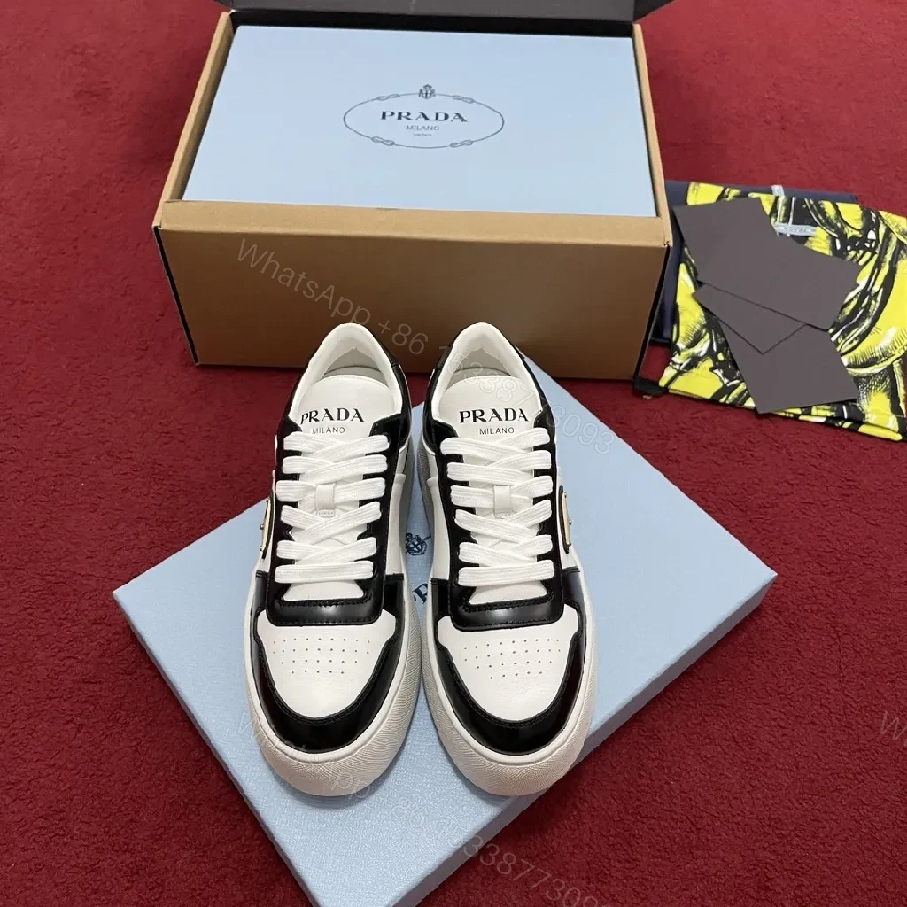 View 6 of Modern Leather-Trim Low-Top Sneakers: Bold Contrast, Supreme Craft