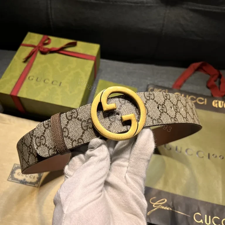 Iconic GG Belt: Gold Buckle, Canvas, Luxury Style, Signature Detail, Belt — view 1