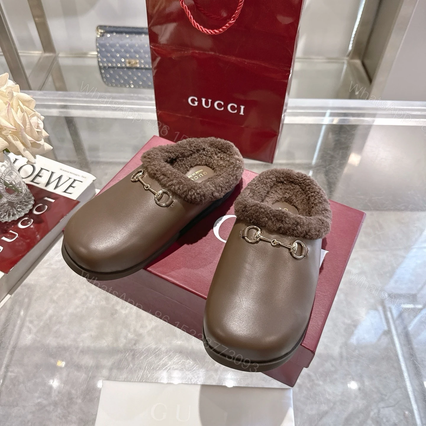 View 5 of Gucci Women Mule With Horsebit Brown Leather