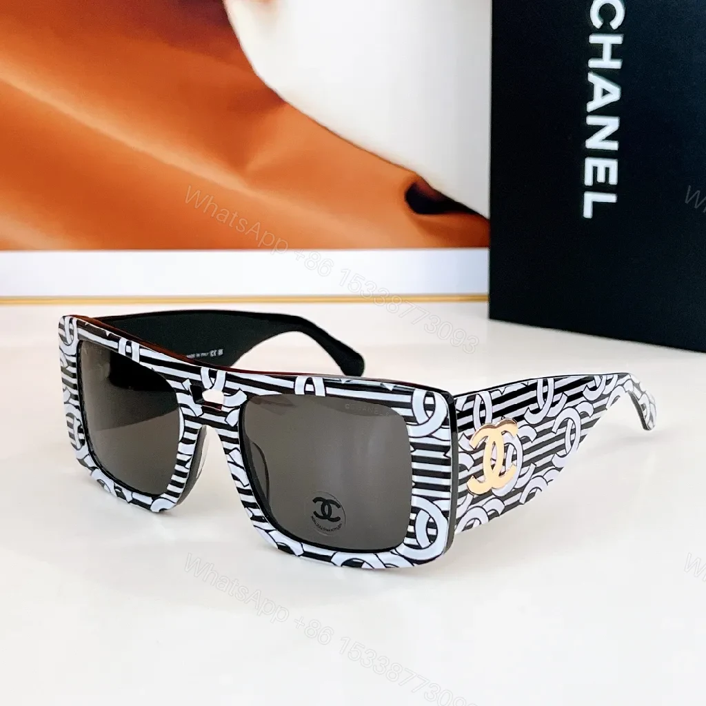 View 7 of Bold Chanel Sunglasses: Black Acetate, Interlocking CC Logo