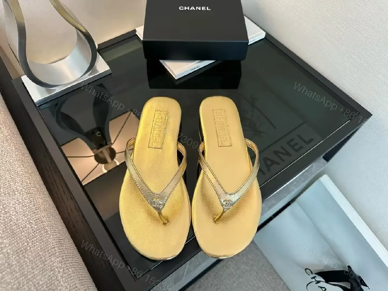 View 7 of Gold-Tone Minimalist Sandals: Effortless All-Day Comfort