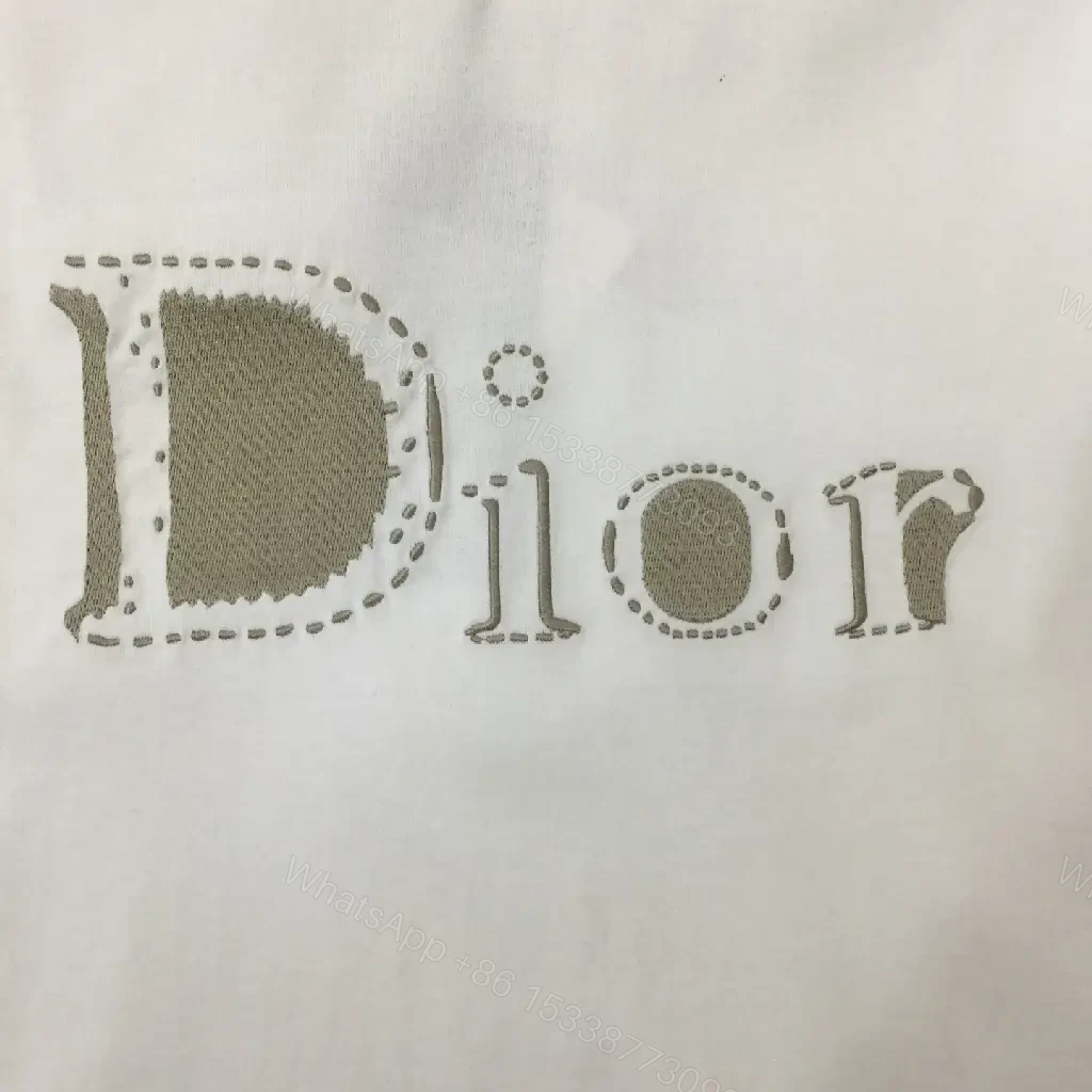 View 6 of White Cotton Tee: Subtle Dior-Inspired Logo, Premium Basic