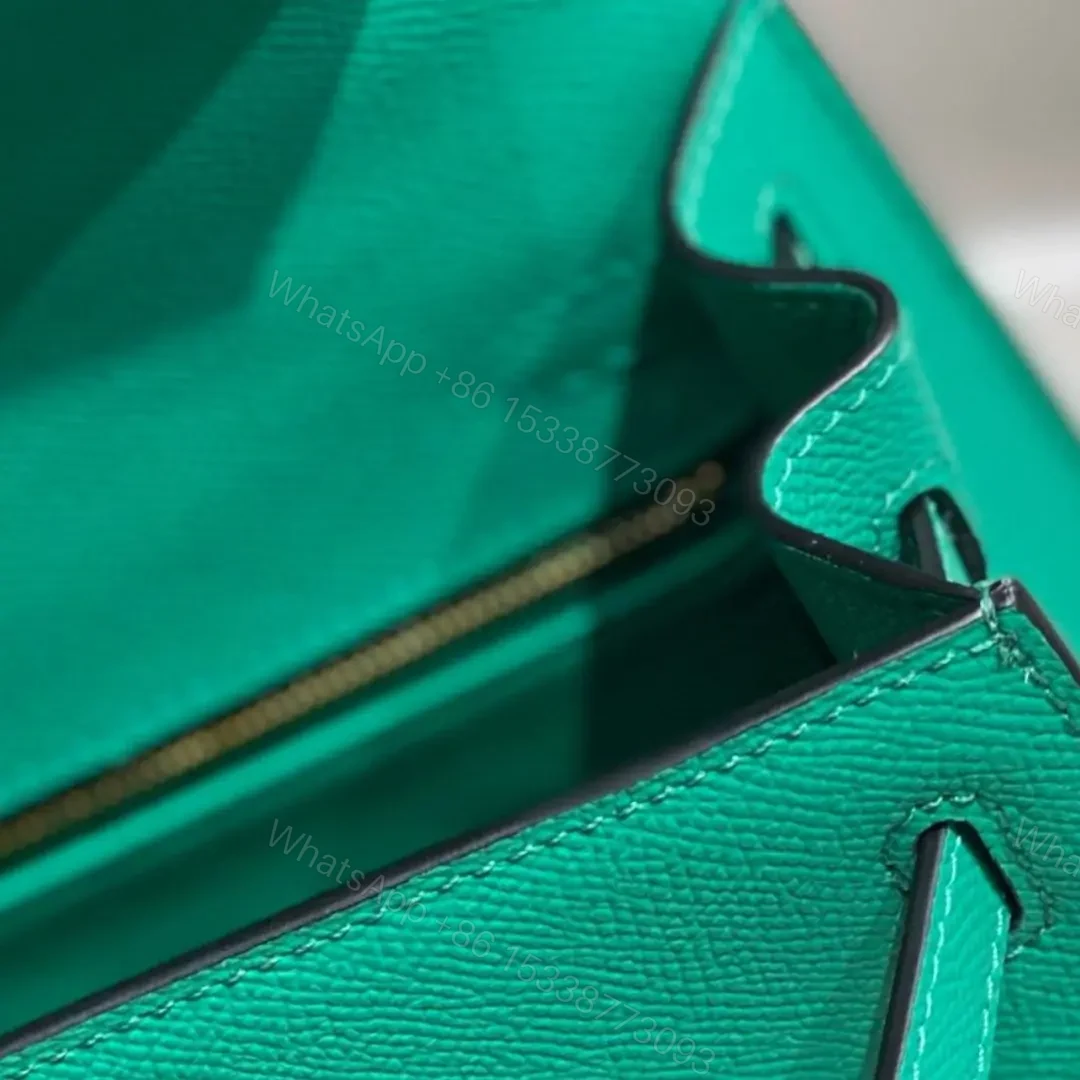 View 4 of Replica Hermes Kelly 25cm Sellier Bag In Vert Jade Epsom Leather