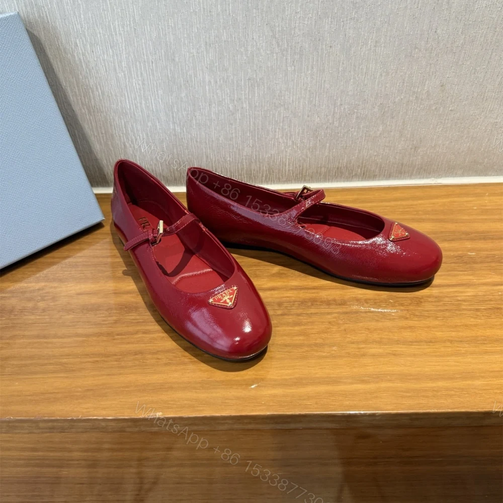 View 4 of 高仿Prada*1F793A平底瑪麗珍鞋漆皮紅色免檢版