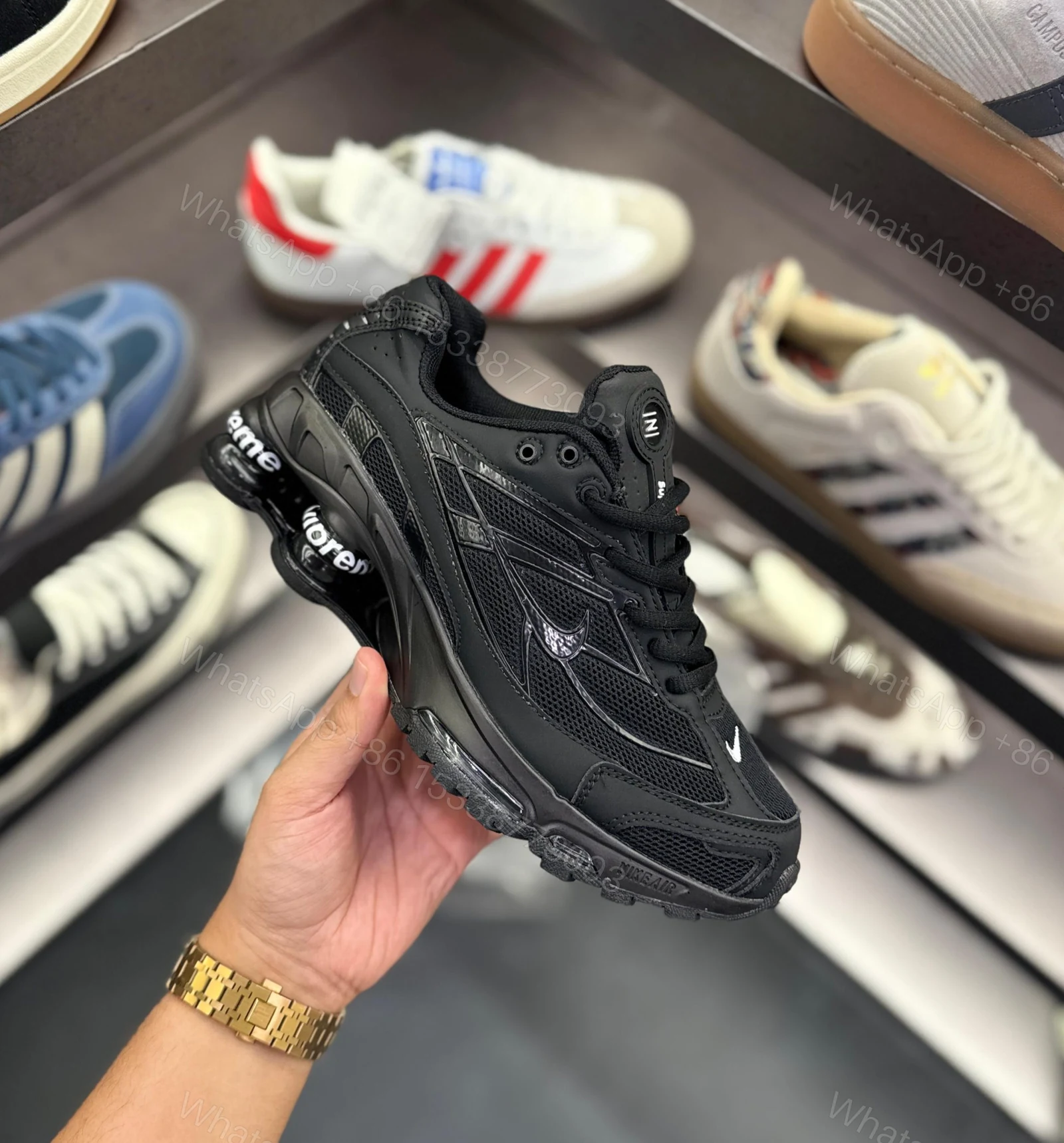 View 8 of FIRST COPY NIKE SHOX 2025 BLACK WHITE SUPREME