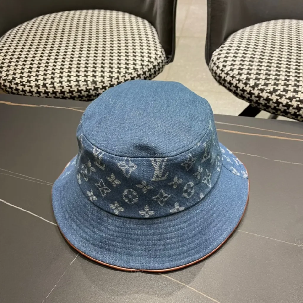 View 10 of Denim Bucket Hat with Monogram Detail – Sun Protection