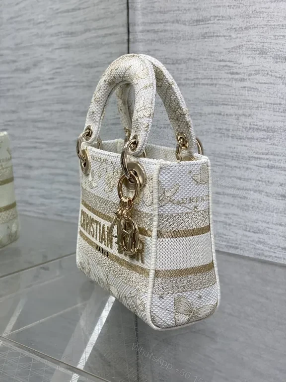 View 5 of Pale Ivory Leather Mini Bag with Gold Hardware - Dior-Inspired Style