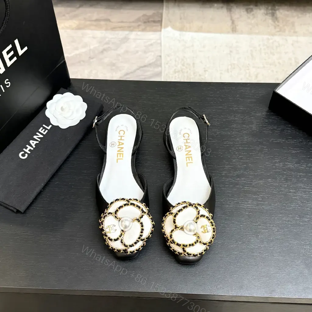 View 5 of Satin Slingback Pumps with Pearl Floral Ornaments