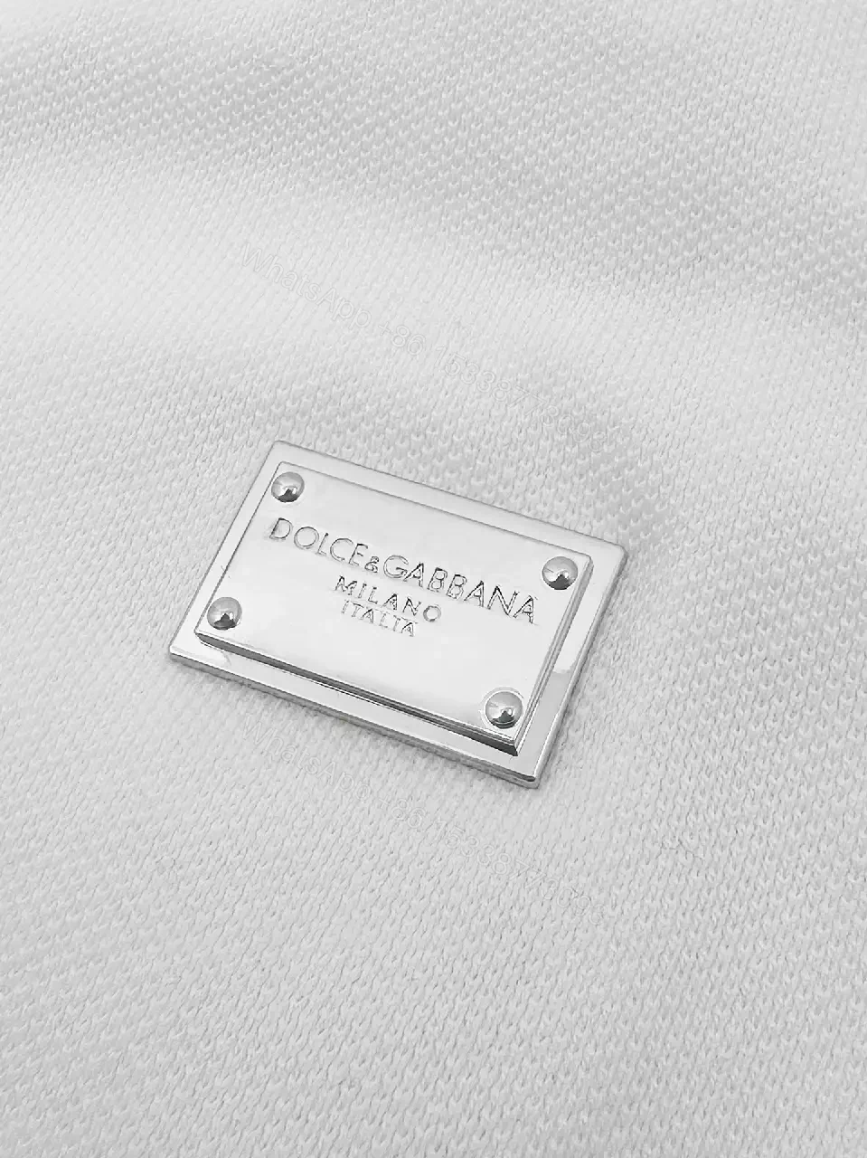 View 7 of Premium Cotton Tee: Minimalist White Crew Neck with Metallic Badge