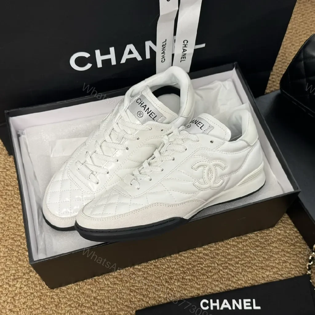 View 7 of White Quilted Leather Sneakers: Timeless Luxury Minimalist Comfort