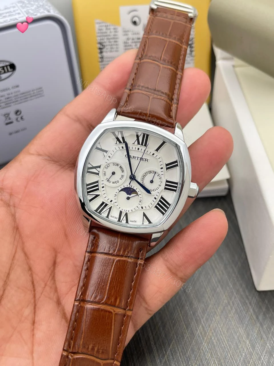 View 6 of FIRST COPY Cartier Lethar belt watch for men