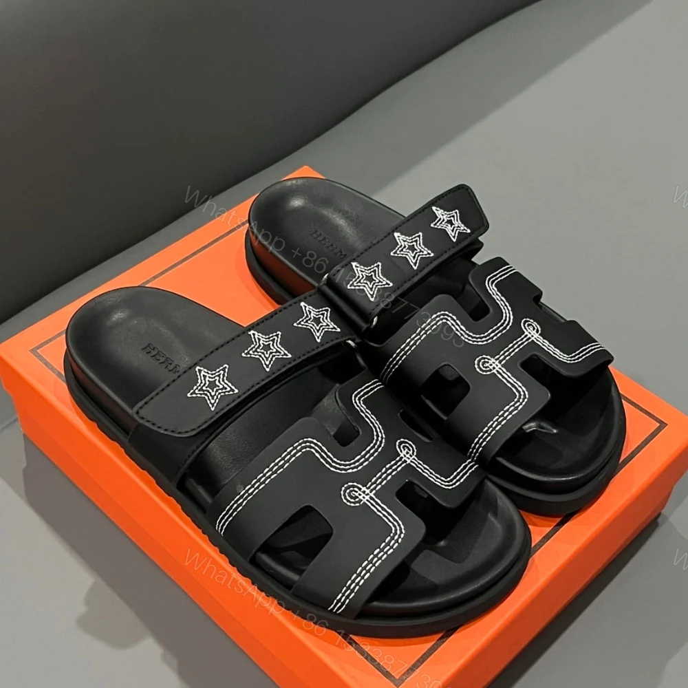 View 3 of Hermes Chypre Sandal Star Stitched Noir H232142Z 02340