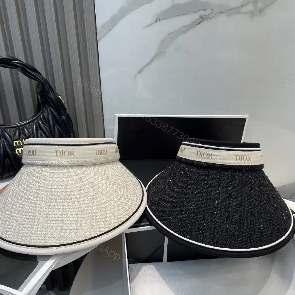 View 9 of Chic Black Visor Hat with Dior Band: Elevated Everyday Style
