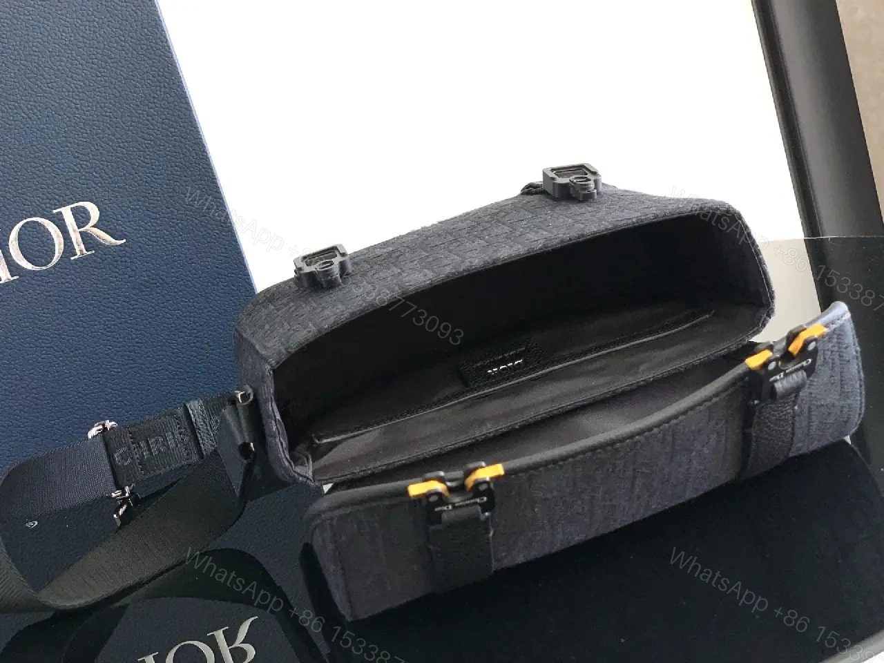 View 5 of Dark Monochrome Compact Messenger with Signature Detailing