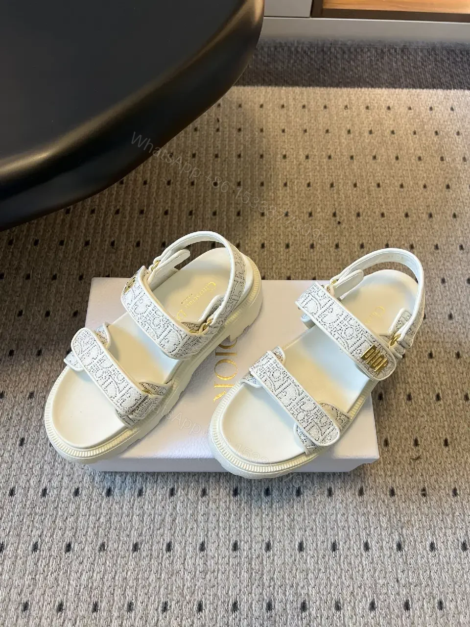 View 2 of Textured White Sandals: Lux Comfort Platform