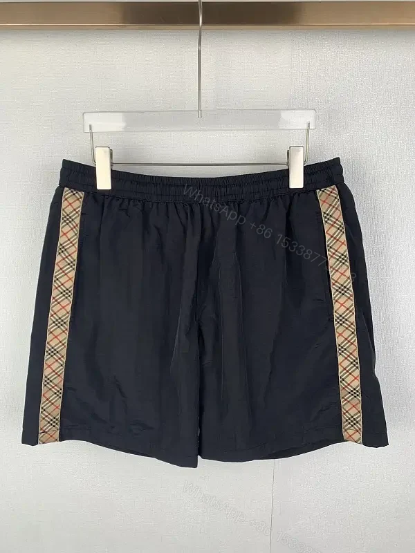 Black Nylon Street Burberry plaid stripe Shorts — view 1