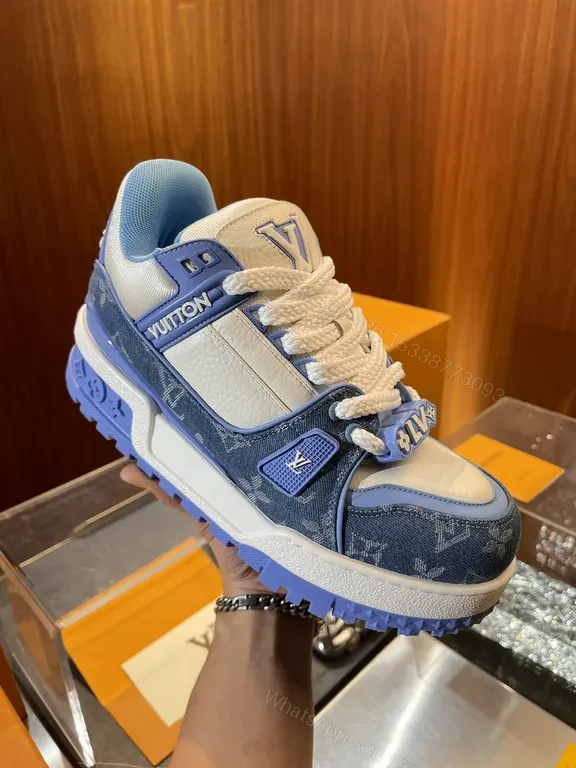 Bold Denim-Inspired Trainer with LV Accents - Luxe Casual Sneakers — view 1