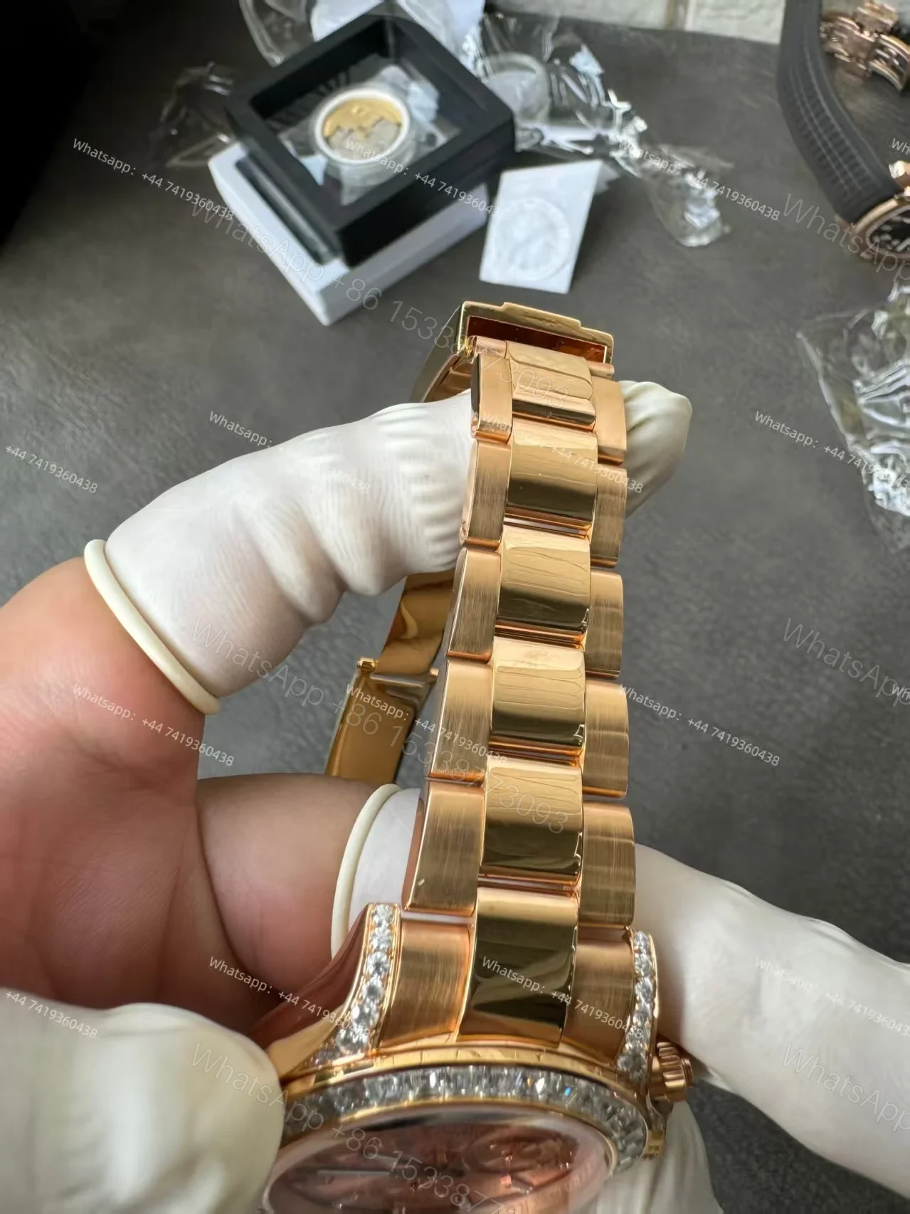 View 14 of Rolex Super Clone Daytona 126595TBR 1:1 Replica Watch – 18K Rose Gold Diamond Beze 4131 movement