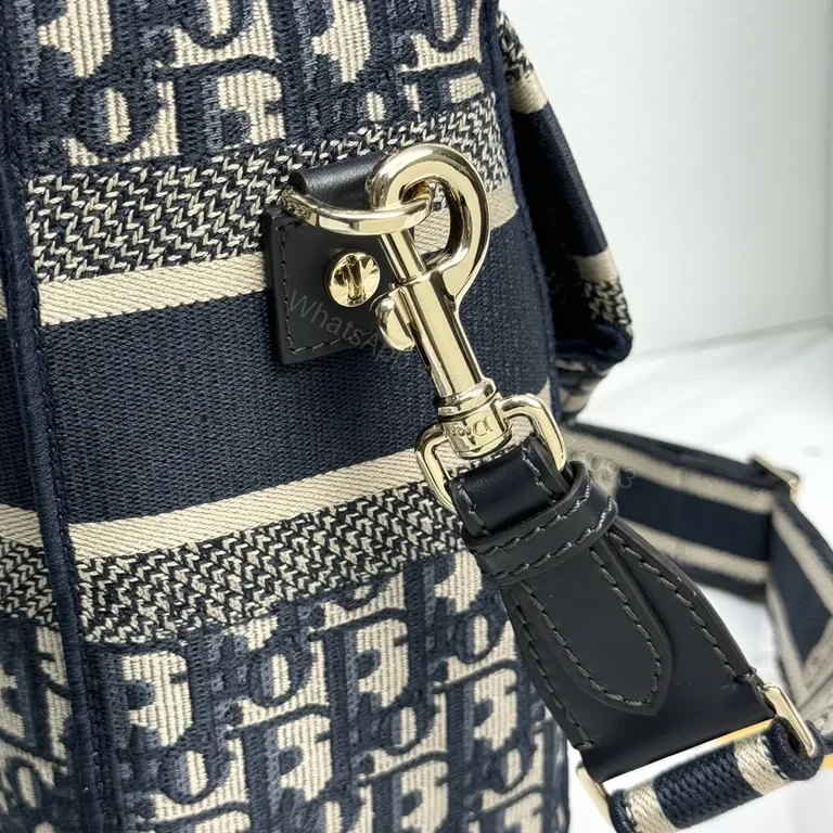 View 2 of Chic Monochrome Dior-Pattern Crossbody Bag with Logo