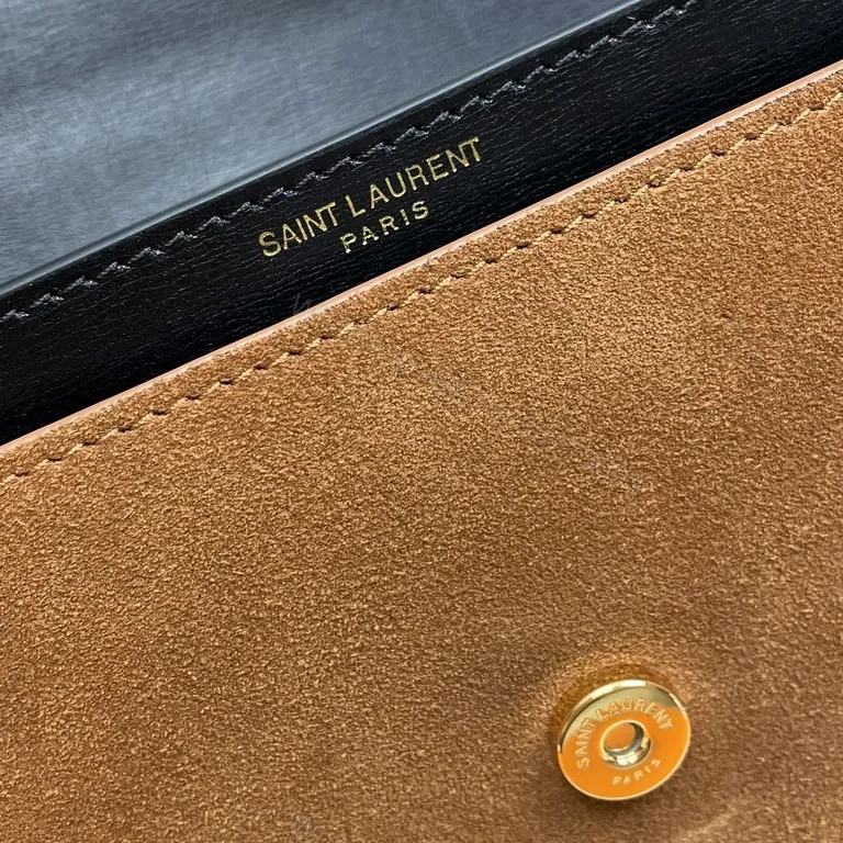 View 3 of Chic YSL Crossbody: Leather-Suede, Gold Logo, Luxe Everyday
