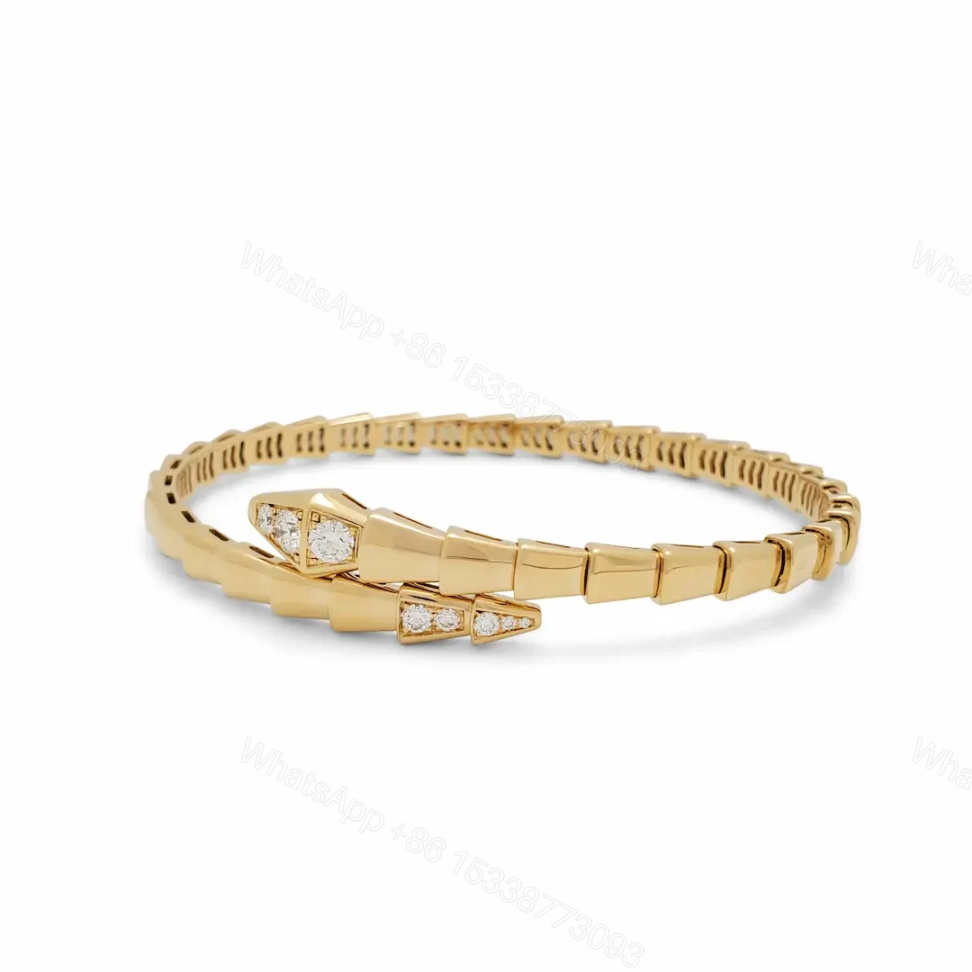 View 3 of 18k Gold Bulgari Serpenti Viper Bracelet Pave Diamonds