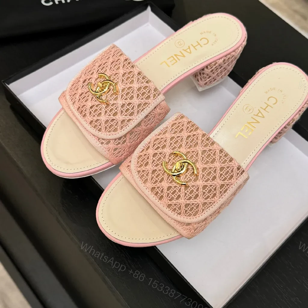 View 3 of Pink Embellished Slide + Jacquard Upper + Luxury Casual + All-Day Comfort + Slide