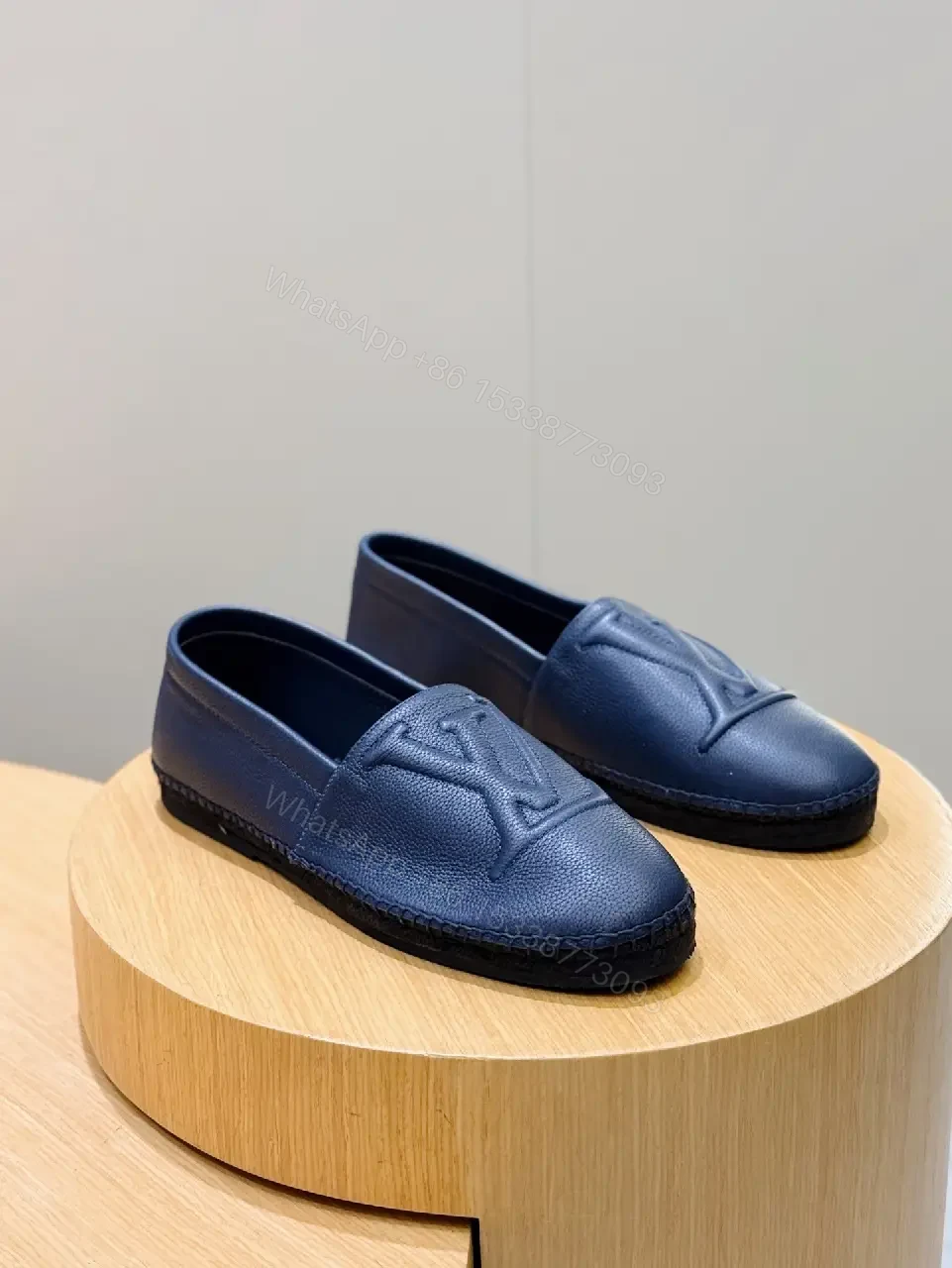 View 10 of Navy Leather Loafers: Monogram Detail, All-Day Comfort