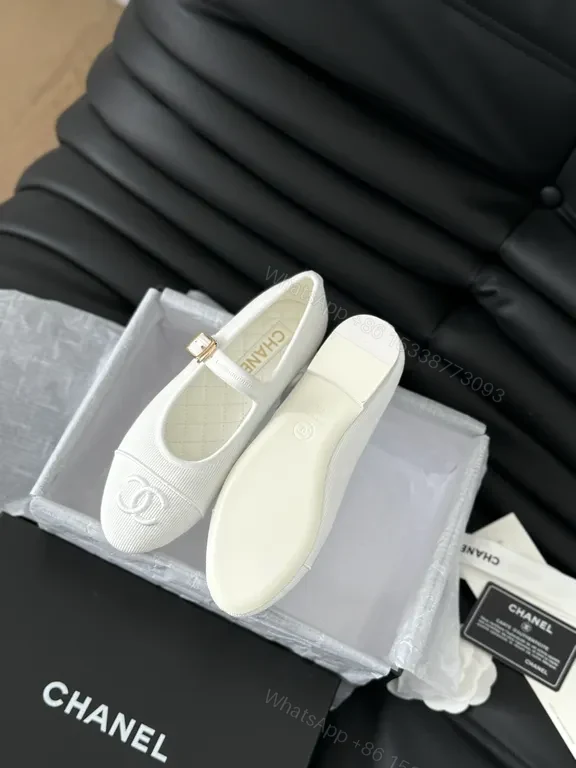 View 4 of Chic White Mary Jane Flats - Signature Logo, All-Day Comfort