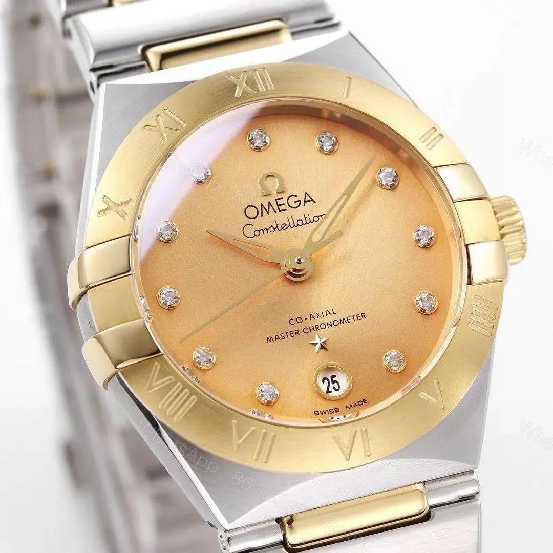 View 4 of Omega Constellation 29mm Women’s Watch V6 Version Two-Tone Stainless Steel and Yellow Gold Champagne Dial with Diamond Markers