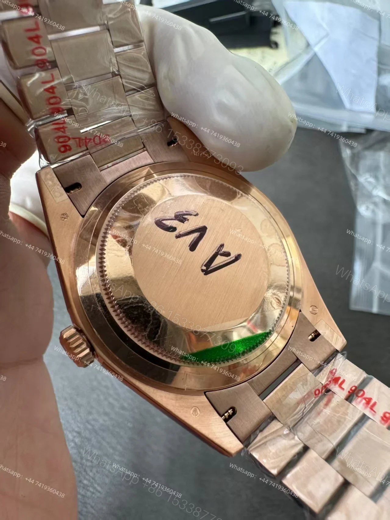 View 5 of Rolex Day-Date M228235-0025 1:1 Replica Rose Gold Olive Dial 40MM 3255 Movement Presidential Bracelet Super Clone Watch