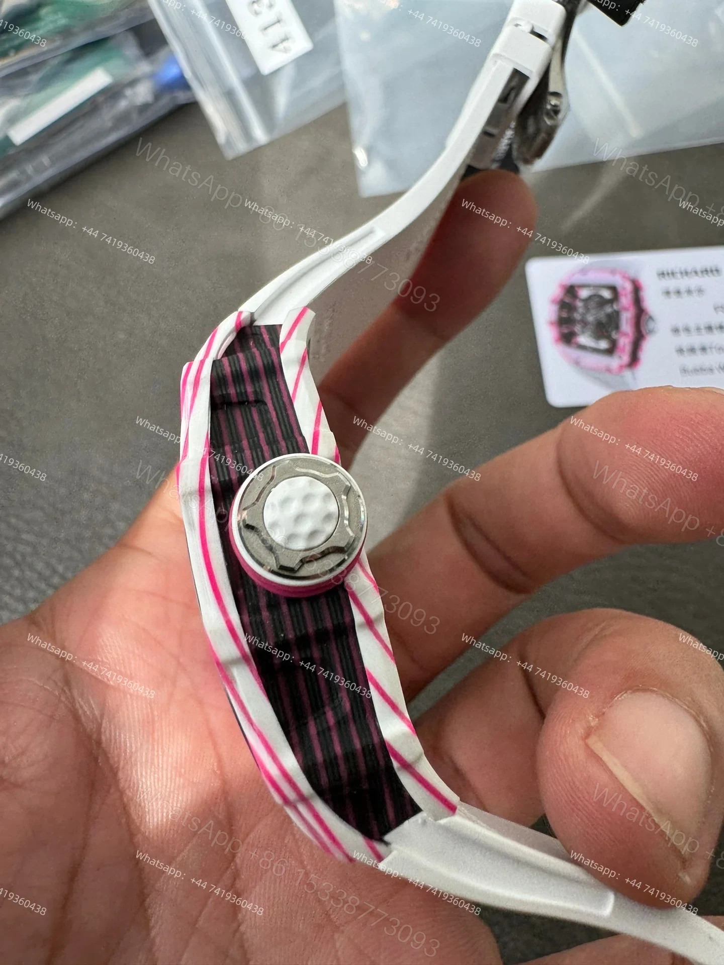 View 5 of Super Clone Richard Mille RM38-02 Bubba Watson White & Pink Tourbillon