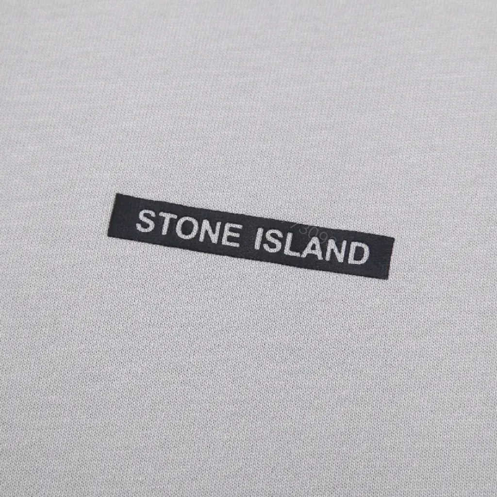 View 3 of Light Gray Cotton Tee Stone Island Logo Minimalist Style T-Shirt