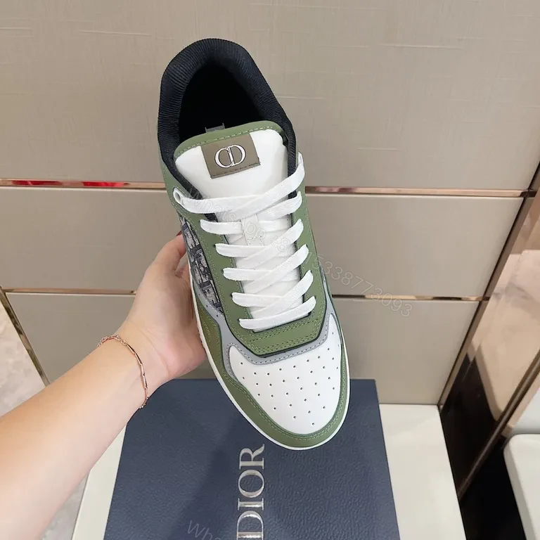 View 2 of Olive White Luxe Low-Top Sneaker with Signature Panel