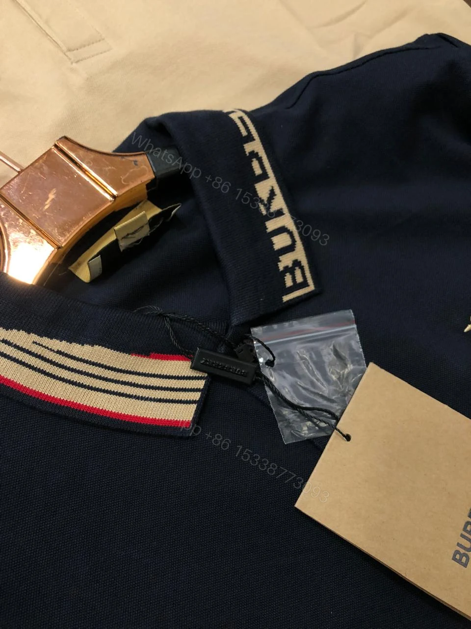 View 4 of FIRST COPY Burberry Imported Cotton Lycra Polos