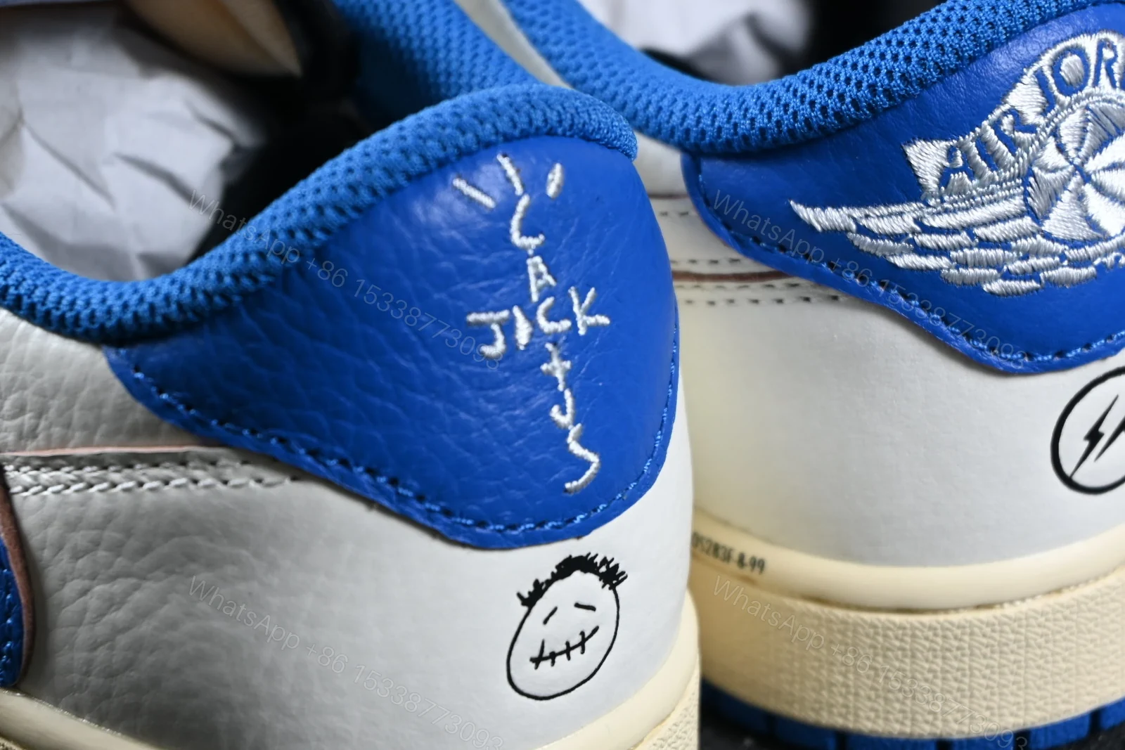 View 7 of Jordan 1 Retro Low OG SP Fragment x Travis Scott Sail Military Blue