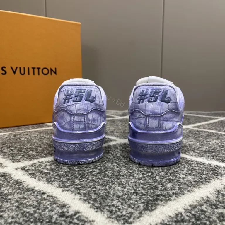 View 3 of Lavender Croc-Texture Luxe Trainer: LV-Inspired High-Top