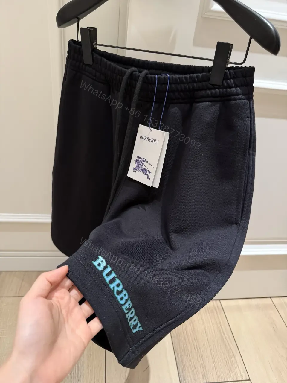 View 6 of Black Cotton Sweatshorts Burberry Logo