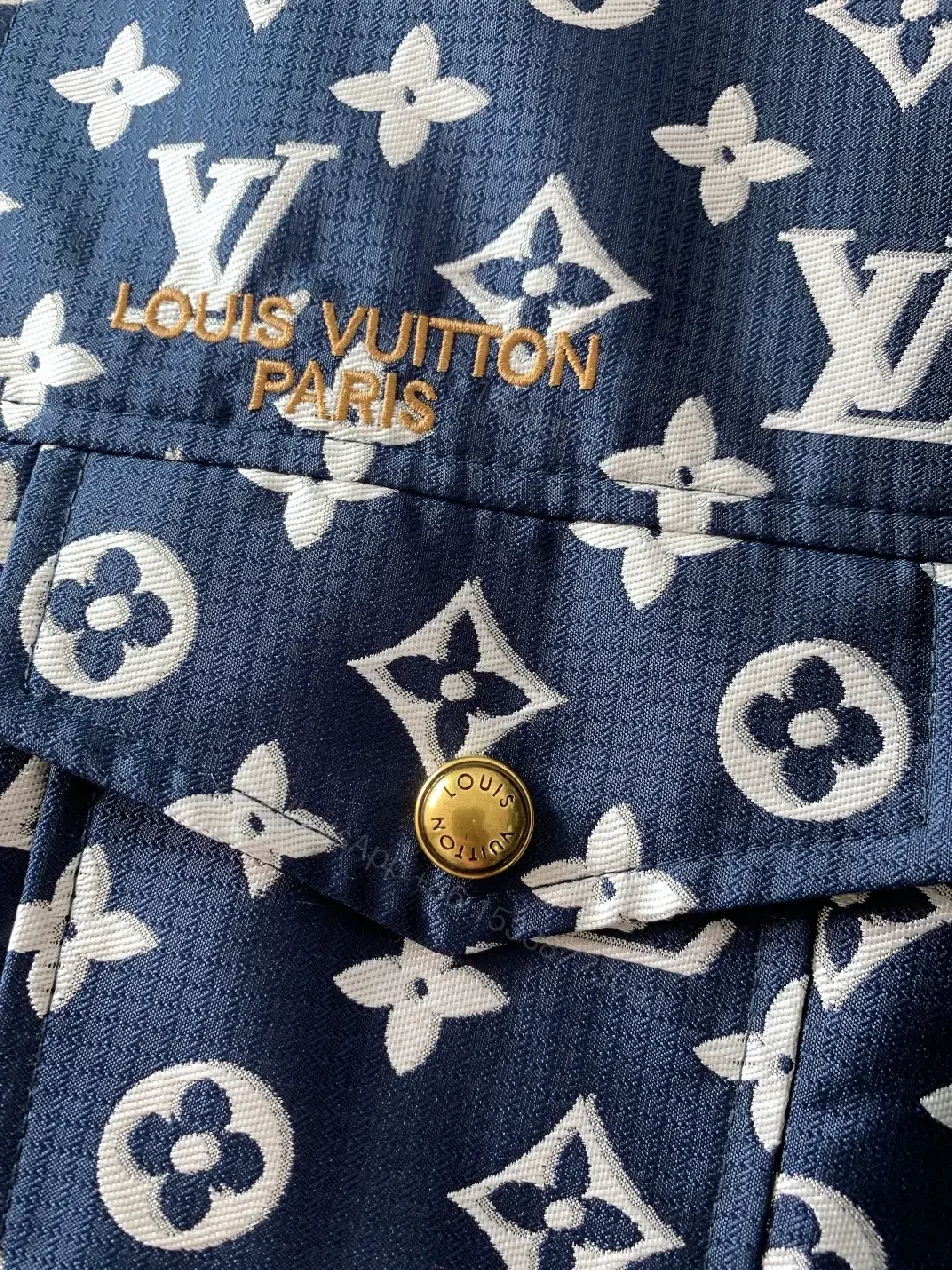 View 6 of Patterned Denim Jacket with Monogram Motif - Street-Chic Statement