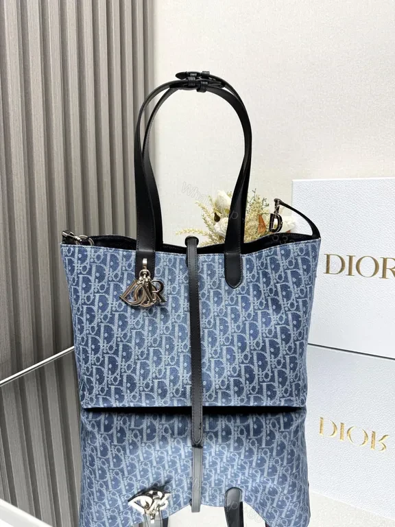 View 6 of Bold Denim Tote: Jacquard Texture, Designer-Inspired Tote