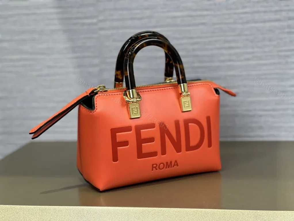 View 2 of Coral Mini Luxe Tote: Sculpted Logo, Gold Hardware