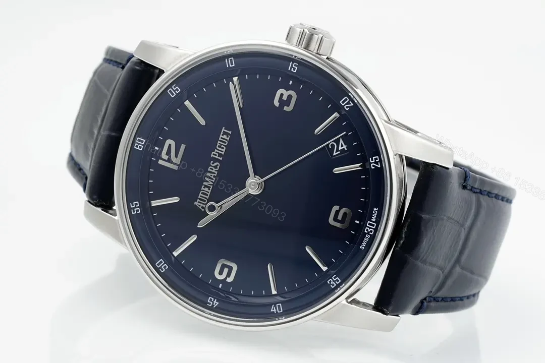View 5 of APS Factory Audemars Piguet CODE 11.59 Blue Dial Three-Hand Automatic Watch with Leather Strap