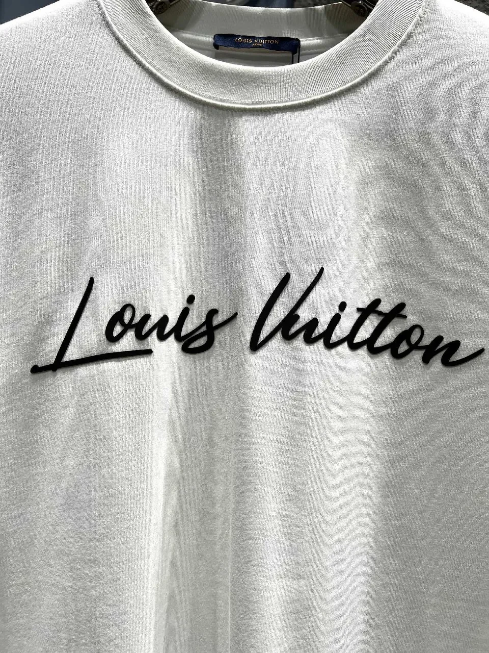 View 7 of White Cotton Logo Tee: Subtle Luxe, Modern Casual Shirt