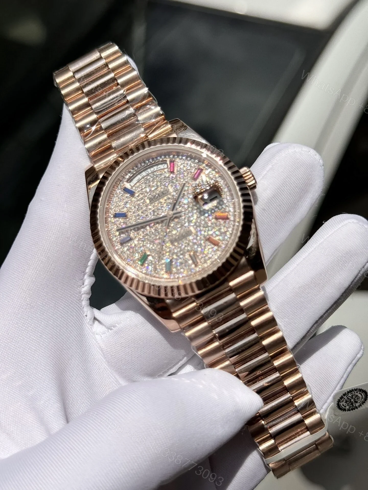 View 3 of Superclone Rolex Day-Date Diamond-Paved Dial 128235-0039 36 mm