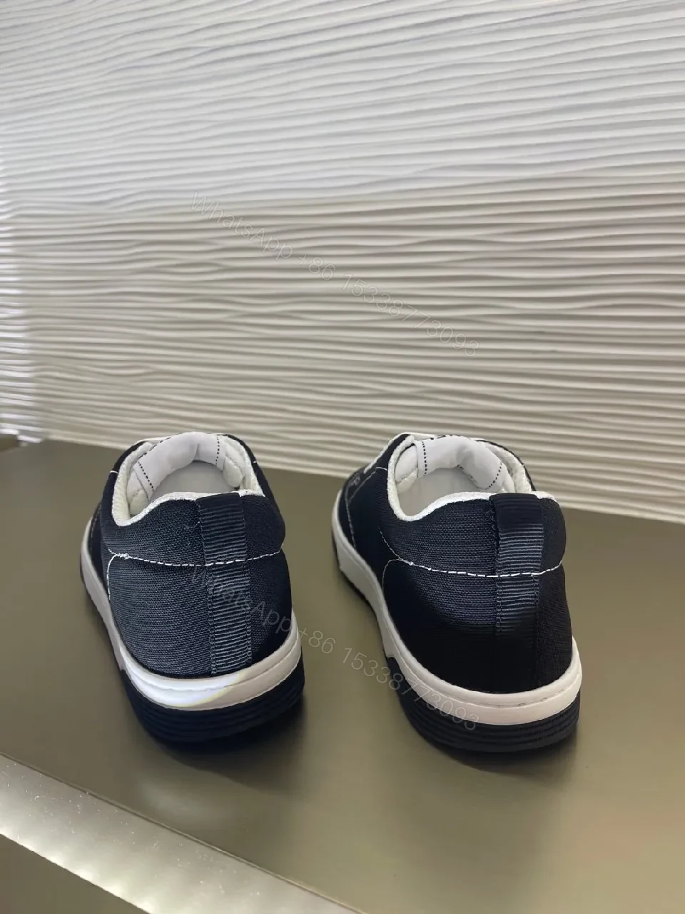 View 3 of Navy Canvas Low-Top Sneaker: Subtle Luxe, Everyday Comfort