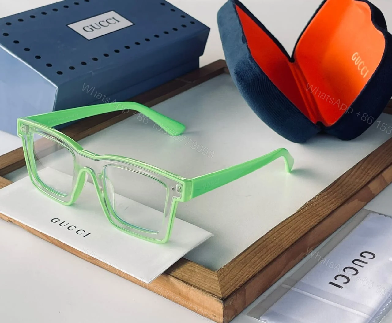 Gucci Transparent Eyeglasses Square Frame Clear Lens — view 1