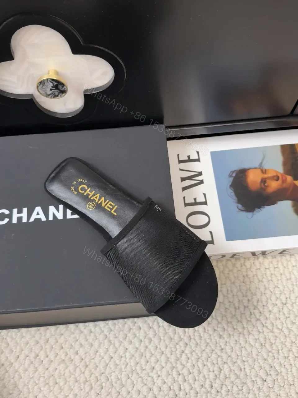 View 6 of Black Satin-Trim Slide Sandals: Luxe Everyday Comfort