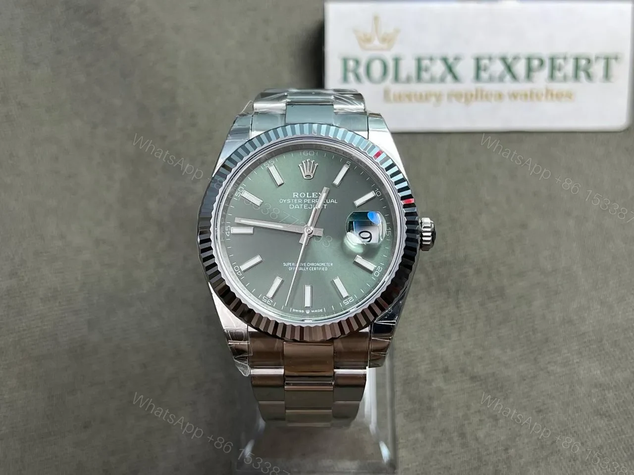 View 2 of Rolex Datejust Mint Green Dial 126334-0027 41 mm