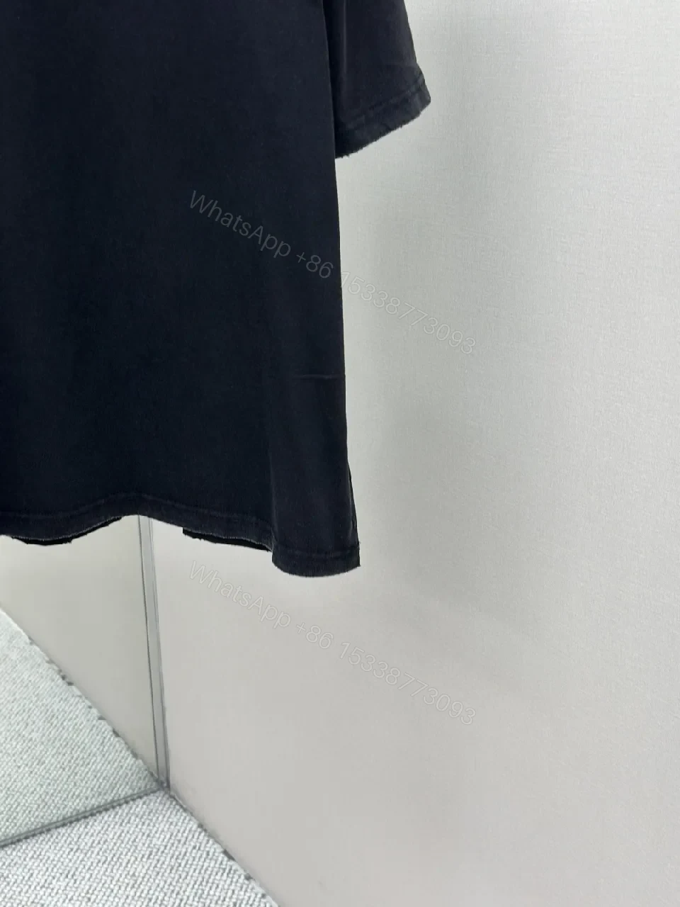 View 5 of Black Cotton Tee Patch Edge Minimalist Logo Tee